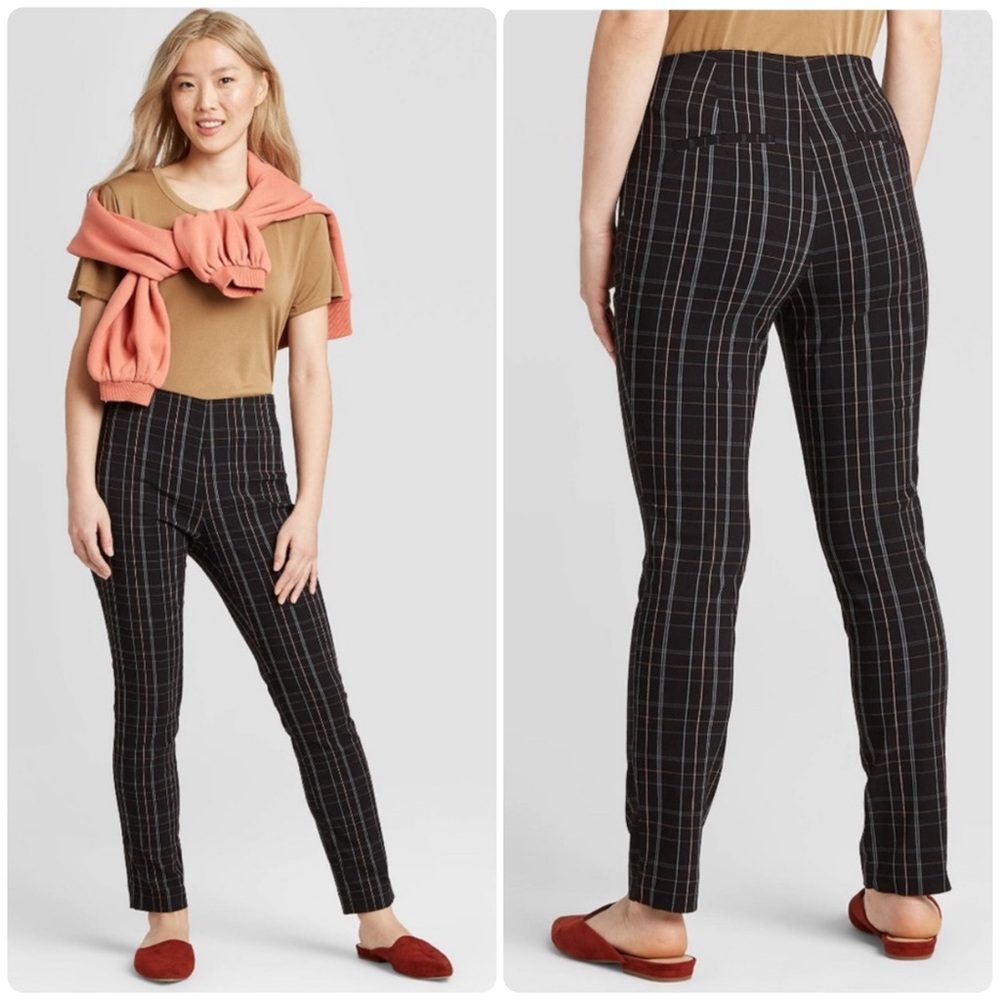 A New Day Plaid Flat Front Slim Fit Pants